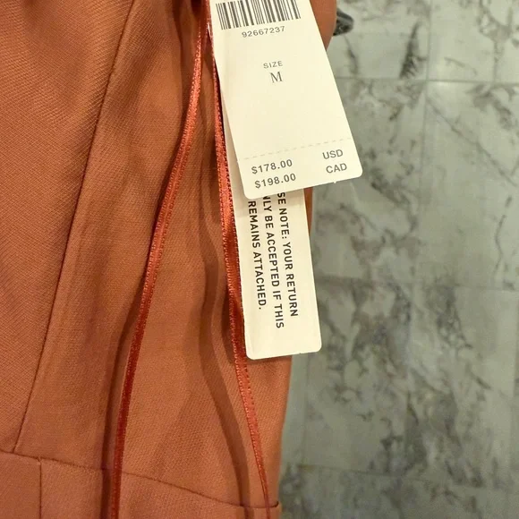 Brown and Red Pleated Jumpsuit with Plunge Neckline - Picture 7 of 7